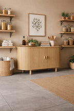 40-Inch Modern Black Fluted Sideboard Cabinet – Minimalist Storage Console with Metal Legs