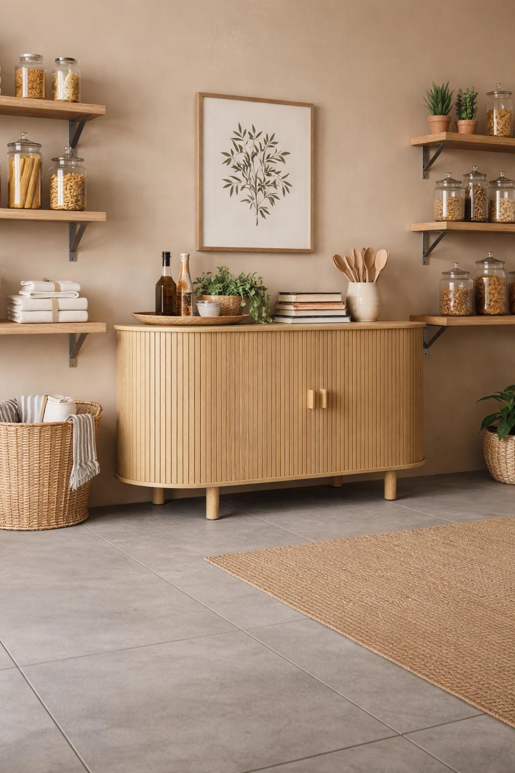 40-Inch Modern Black Fluted Sideboard Cabinet – Minimalist Storage Console with Metal Legs