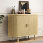 40-Inch Modern Black Fluted Sideboard Cabinet – Minimalist Storage Console with Metal Legs