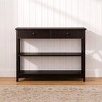 Modern Black Console Table with Storage Shelf & Drawers | Entryway / Living Room Wooden Cabinet