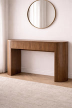 Modern Fluted Wood Console Table – Minimalist Entryway Table with Elegant Ribbed Design