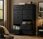 Modern Brown 14-Drawer Dresser Chest – 10 Large + 4 Small Storage Drawers with White Frame