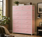Modern Brown 14-Drawer Dresser Chest – 10 Large + 4 Small Storage Drawers with White Frame