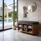 Modern Wooden Shoe Storage Bench with Padded Seat – 3-Tier Organizer Cabinet for Entryway