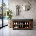 Modern Wooden Shoe Storage Bench with Padded Seat – 3-Tier Organizer Cabinet for Entryway