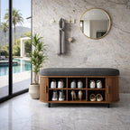 Modern Wooden Shoe Storage Bench with Padded Seat – 3-Tier Organizer Cabinet for Entryway
