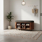 Modern Wooden Shoe Storage Bench with Padded Seat – 3-Tier Organizer Cabinet for Entryway