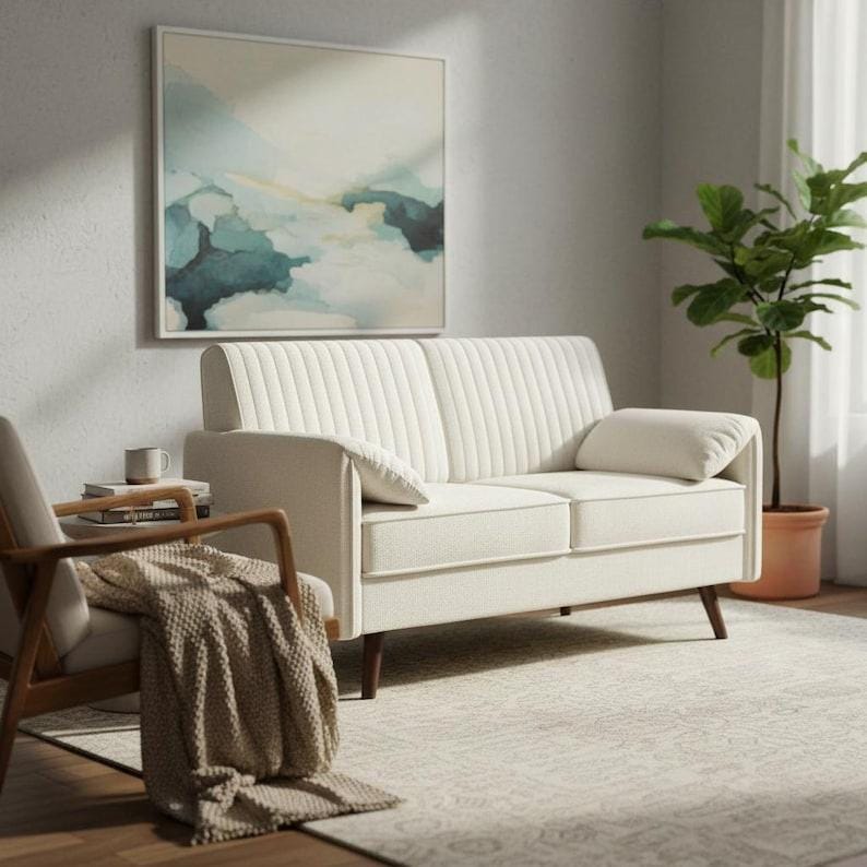 64.5 Chenille Loveseat Sofa – Deep Seat Modern Small Couch, Ultra-Comfy Apartment Sofa