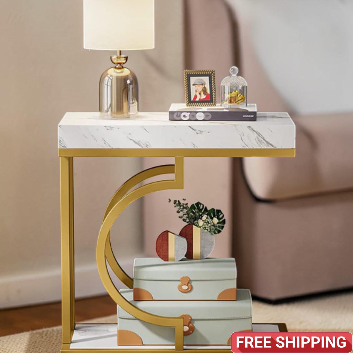 Modern Narrow C End Table Shelf