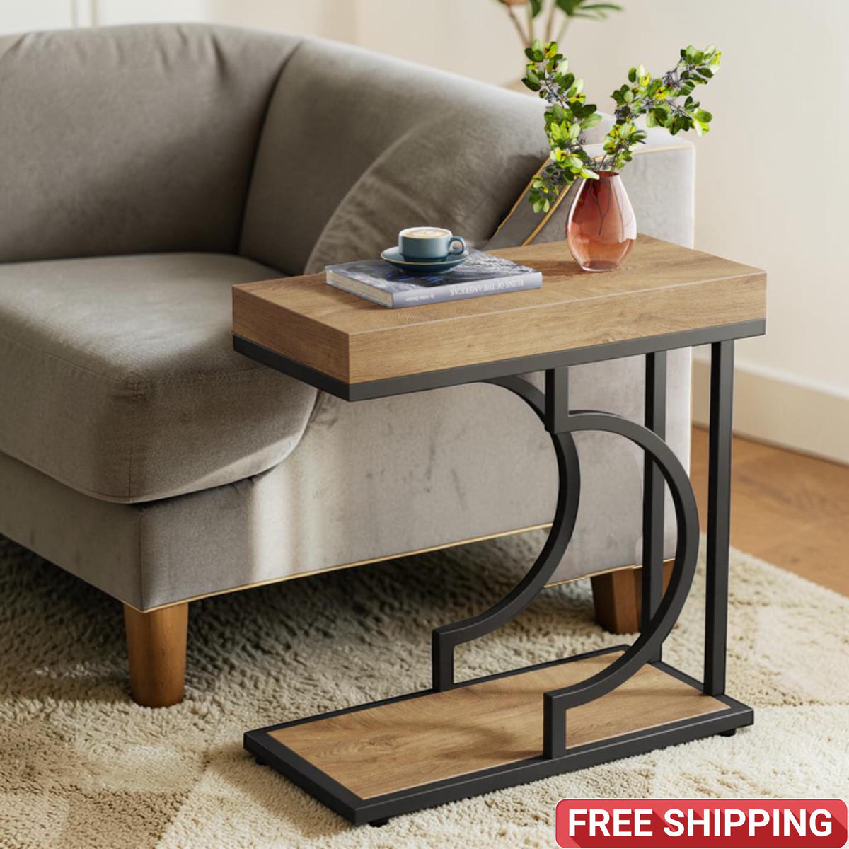 Modern Narrow C End Table Shelf