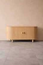 40-Inch Modern Black Fluted Sideboard Cabinet – Minimalist Storage Console with Metal Legs