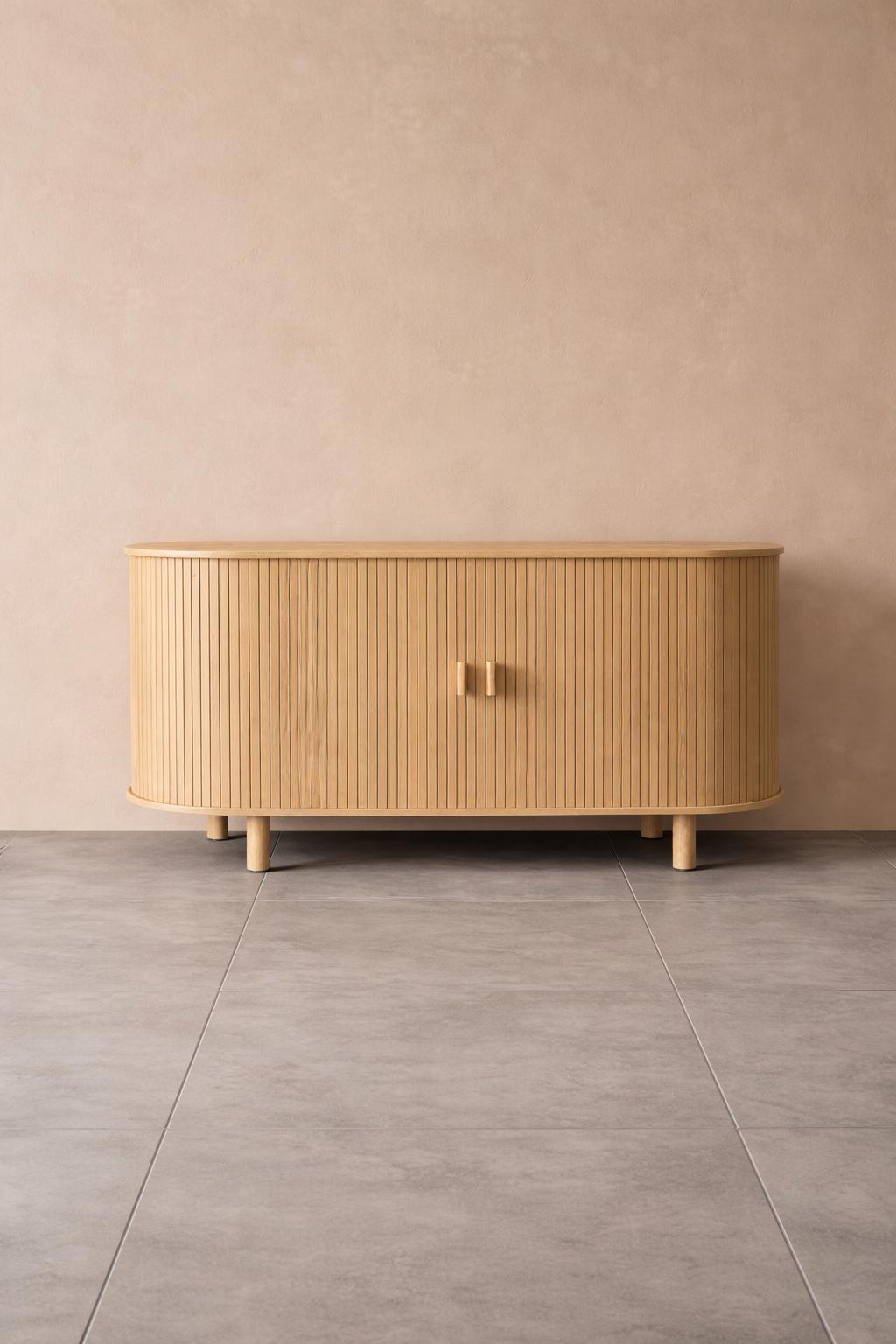 40-Inch Modern Black Fluted Sideboard Cabinet – Minimalist Storage Console with Metal Legs