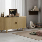 40-Inch Modern Black Fluted Sideboard Cabinet – Minimalist Storage Console with Metal Legs