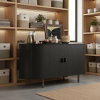 40-Inch Modern Black Fluted Sideboard Cabinet – Minimalist Storage Console with Metal Legs