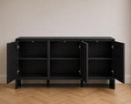 Arched Wood Sideboard Cabinet – Slatted Mid-Century Storage Buffet Console