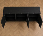 Arched Wood Sideboard Cabinet – Slatted Mid-Century Storage Buffet Console