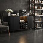 Luxury Modern Wooden Bar Cabinet with Built-in Wine Rack & Coffee Station