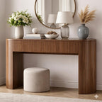 Modern Fluted Wood Console Table – Minimalist Entryway Table with Elegant Ribbed Design