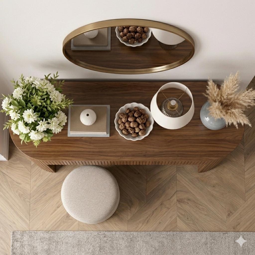 Modern Fluted Wood Console Table – Minimalist Entryway Table with Elegant Ribbed Design