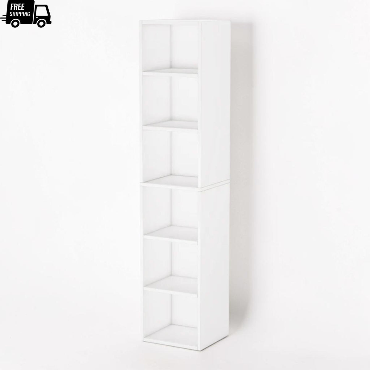 Corner Bookcase 6 Tier Narrow Display Shelf