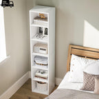 Corner Bookcase 6 Tier Narrow Display Shelf