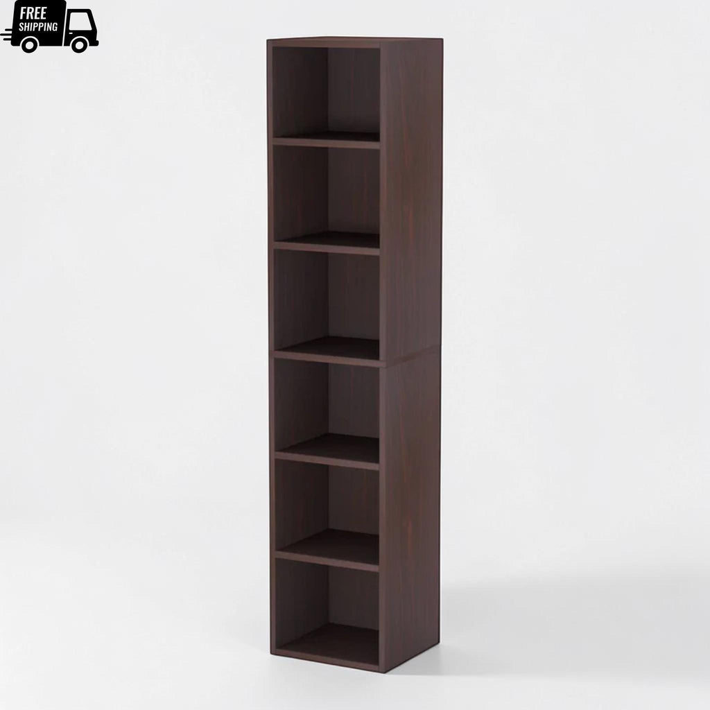 Corner Bookcase 6 Tier Narrow Display Shelf