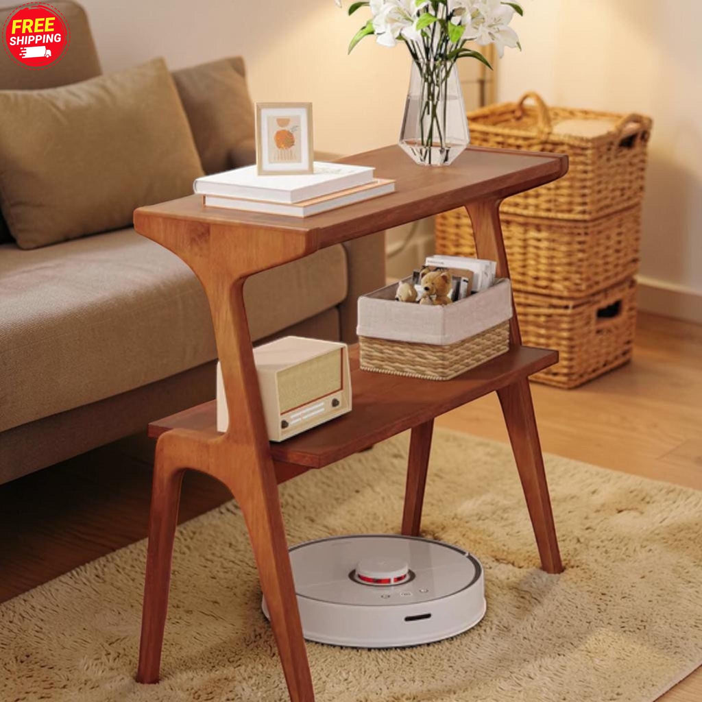 Solid Wood Slim End Table Shelf