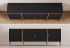 Modern Fluted Sideboard Buffet Cabinet 60'' – Storage Cabinet with Drawers & Adjustable Shelves Wooden Console Cabinet with Metal Legs
