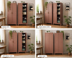 Brown 5-Tier Storage Cabinet with Gold Handles – Adjustable Shelves, Steel Frame Pantry