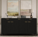 66-Inch Fluted Buffet Cabinet – Modern Storage Sideboard with Drawers, Adjustable Shelves