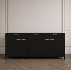 66-Inch Fluted Buffet Cabinet – Modern Storage Sideboard with Drawers, Adjustable Shelves