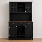 Modern Kitchen Hutch Cabinet, Adjustable Shelves, Wine Rack, Coffee Bar Buffet Storage