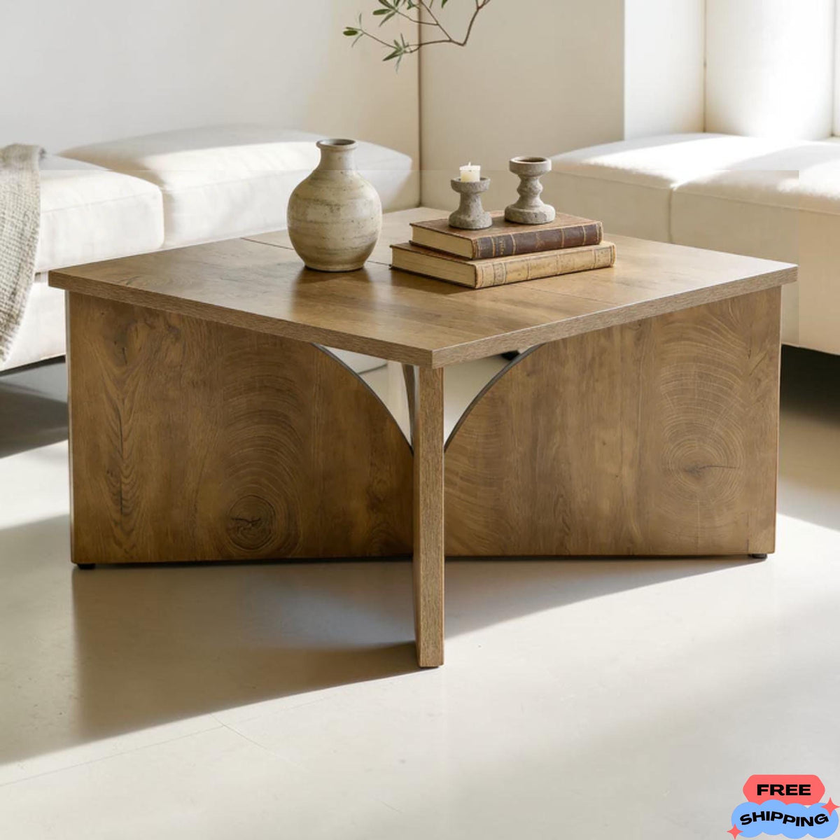 Square Farmhouse Coffee Table Living Room