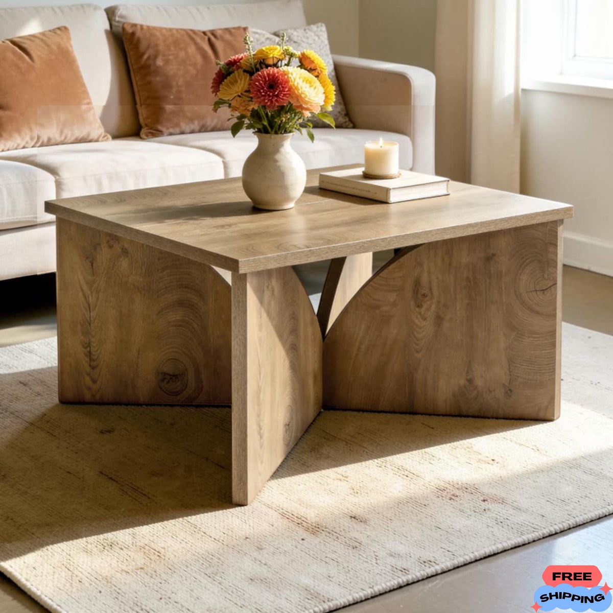 Square Farmhouse Coffee Table Living Room