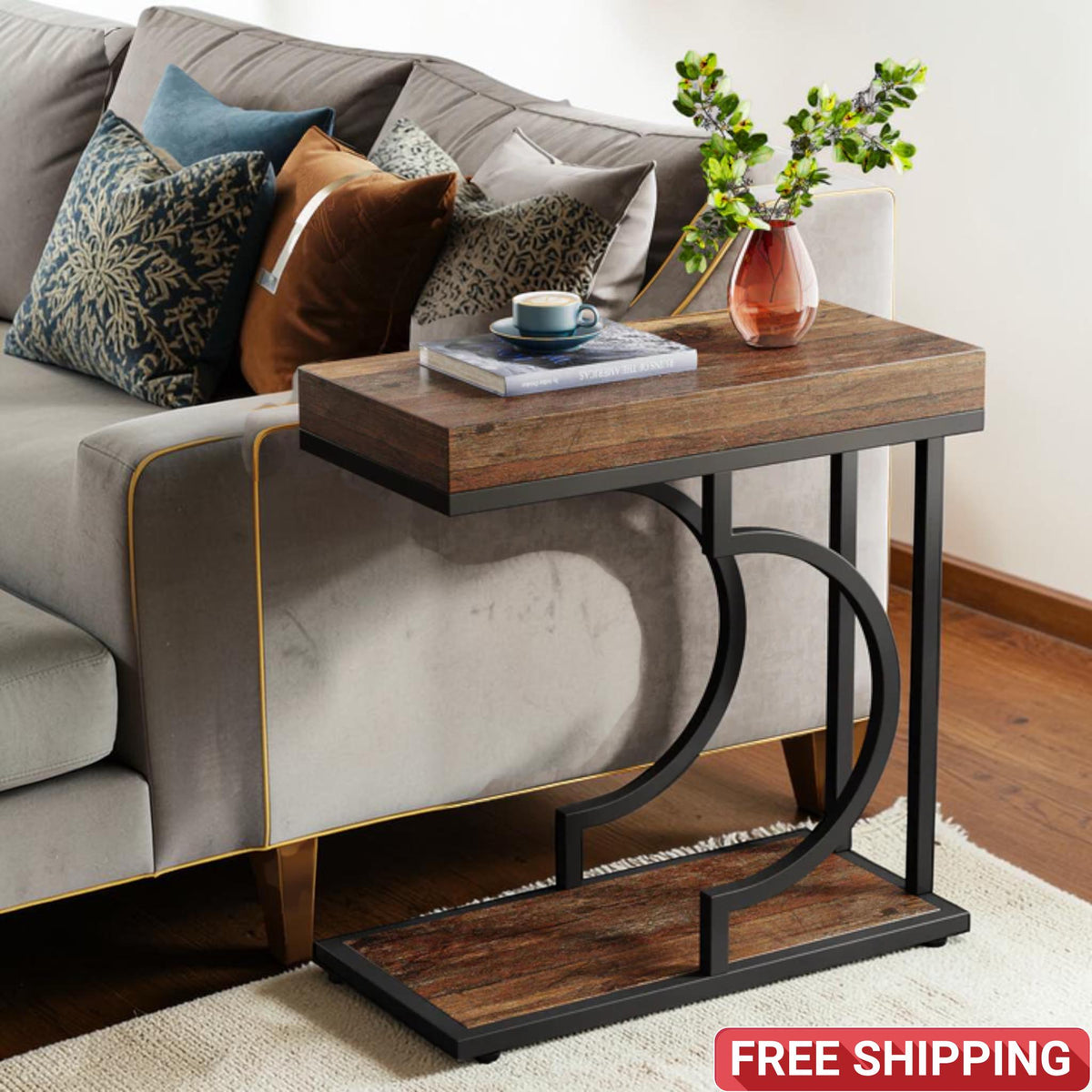 Modern Narrow C End Table Shelf