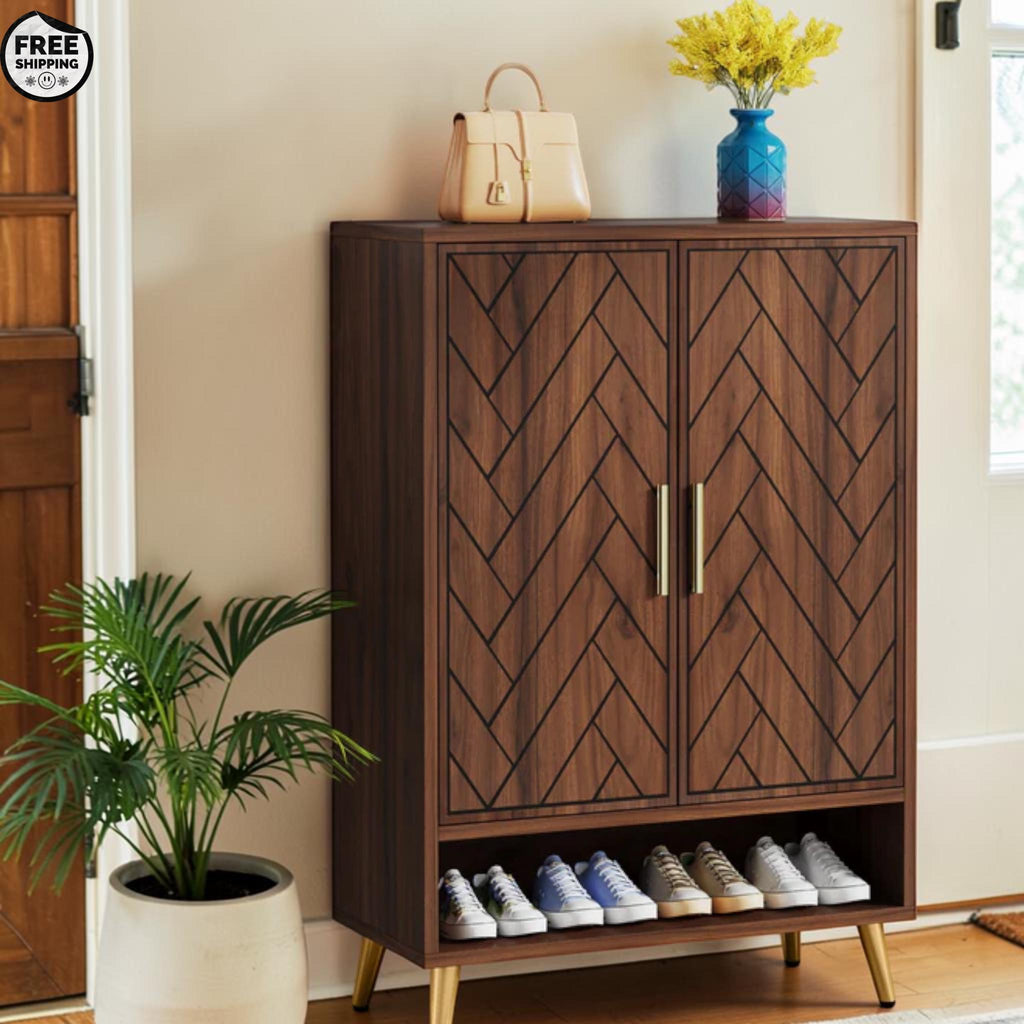 Wooden Shoe Cabinet 6 Tier Adjustable Storage