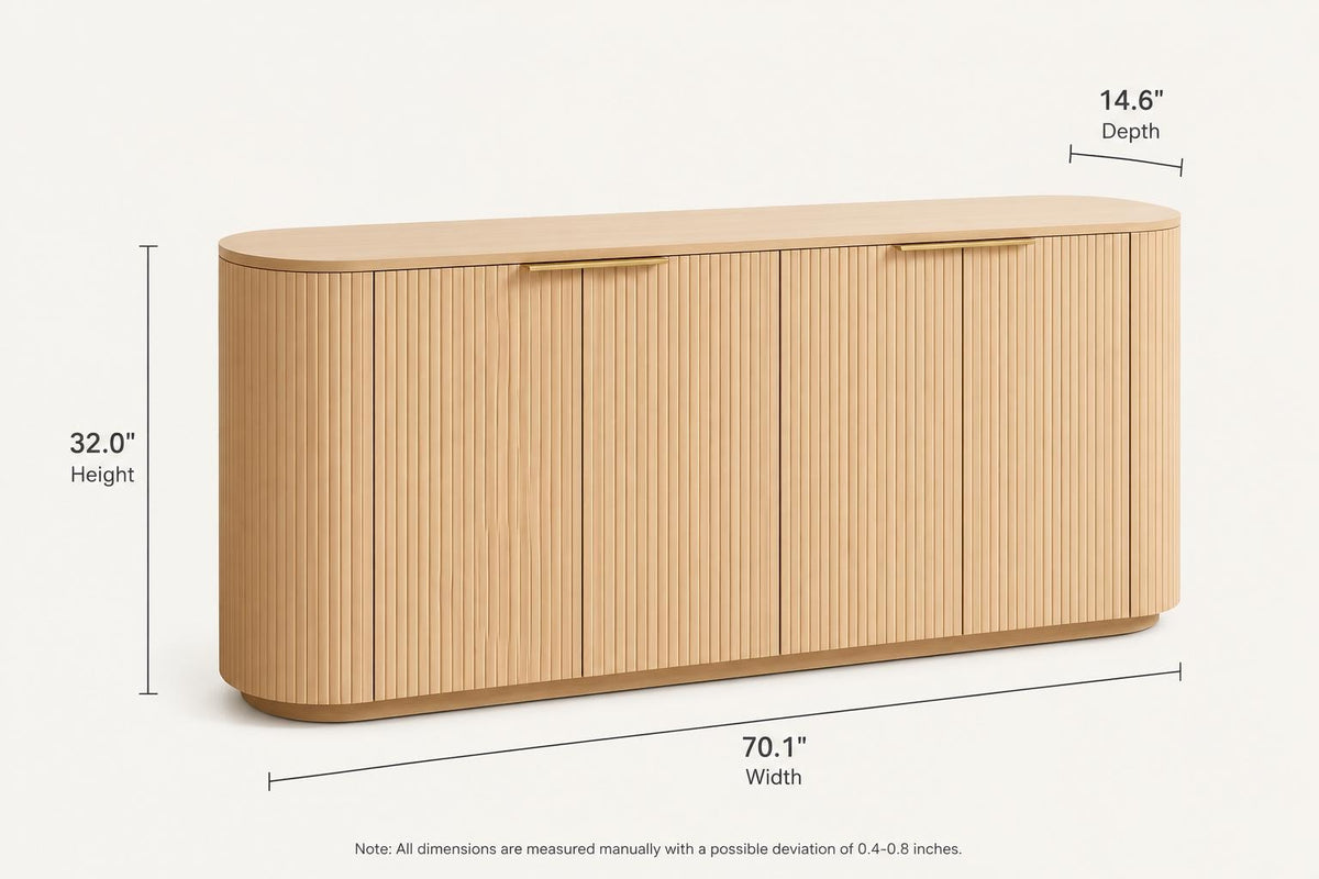 70-Inch Modern Sideboard Cabinet, Engineered Wood Buffet with Doors, Adjustable Shelves