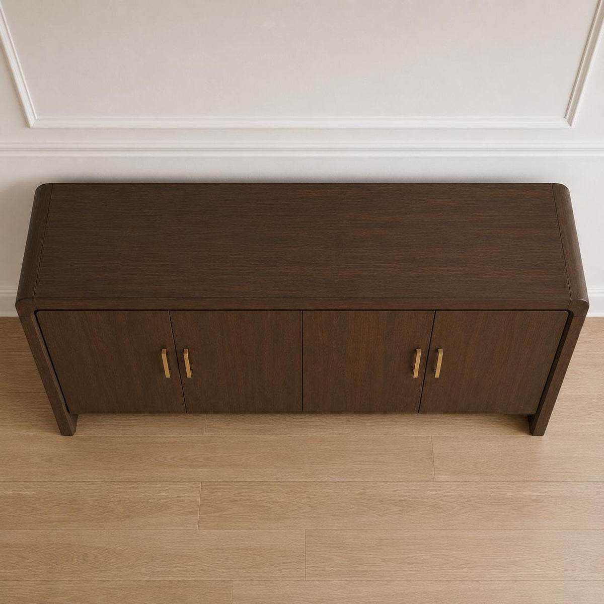 Modern 60 Wooden Sideboard Cabinet, 4 Doors, Adjustable Shelves, Dining Storage Console