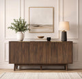 63 Buffet Cabinet with Storage, Modern Sideboard with 4 Doors & Adjustable Shelves, Curved Corner Coffee Bar Cabinet for Kitchen Living Room