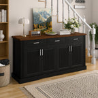 63" Fluted Sideboard Buffet Cabinet with Storage, 4 Doors & 3 Drawers, Modern Kitchen Coffee Bar Cabinet,