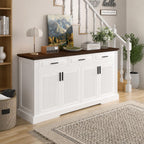 63" Fluted Sideboard Buffet Cabinet with Storage, 4 Doors & 3 Drawers, Modern Kitchen Coffee Bar Cabinet,
