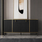 Modern Black & Gold Fluted Sideboard Cabinet
