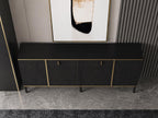 Modern Black & Gold Fluted Sideboard Cabinet