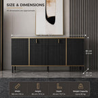 Modern Black & Gold Fluted Sideboard Cabinet