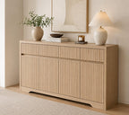 57'' Fluted Buffet Cabinet with Storage – Modern Sideboard Credenza with 3 Drawers & 4 Doors