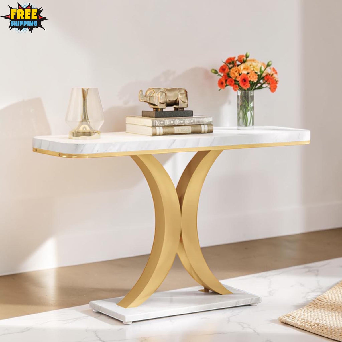 40” Industrial Console Table Entryway Accent