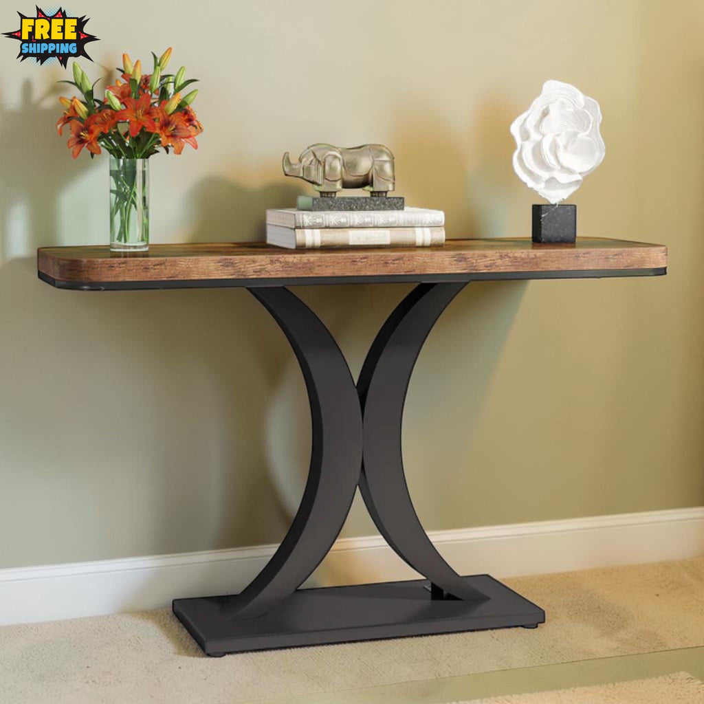 40” Industrial Console Table Entryway Accent
