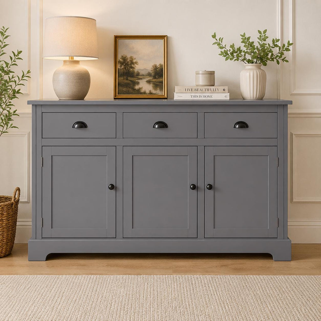 Modern Buffet Sideboard Cabinet with Storage, 3 Drawers & 3 Doors Console Table for Kitchen, Dining Room Entryway