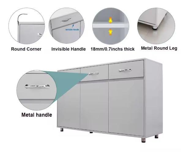 Modern Grey Buffet Sideboard Cabinet – 3 Doors, 3 Drawers, Kitchen Storage Cupboard