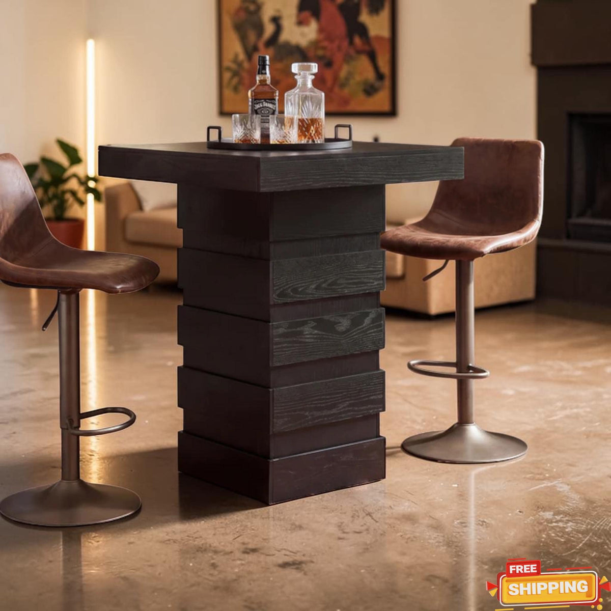 Modern Square Bar Height Pub Table